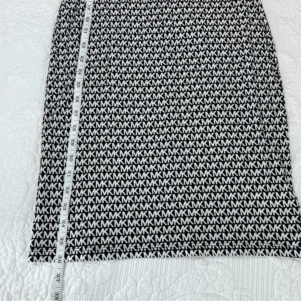 Michael Kors Dress Women Small Logo Black White MK Mini Sleeveless Monogram C5